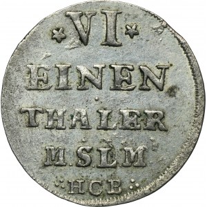 Německo, Meklenbursko-Strelitzské knížectví, Adolf Friedrich IV, 1/6 Thaler Neustrelitz 1752 HCB