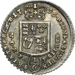 Germany, Braunschweig-Calenberg-Hannover, Georg III, 1/6 Thaler Clausthal 1796 PLM