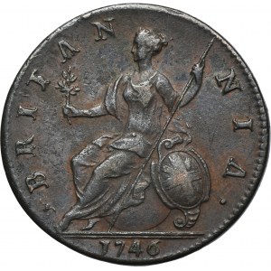 Velká Británie, Jiří II, 1/2 pence Londýn 1746