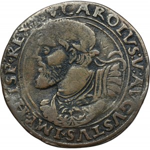 Španělské Nizozemsko, Karel V., žeton s andělem a lvem 1543 - RARE