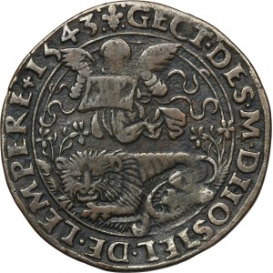 Niderlandy Hiszpańskie, Karol V, Żeton z aniołem i lwem 1543 - RZADKI