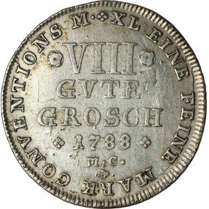 Nemecko, Vojvodstvo Brunswick-Wolfenbüttel, Karl Wilhelm Ferdinand, 8 dobrých grošov Brunswick 1788 MC