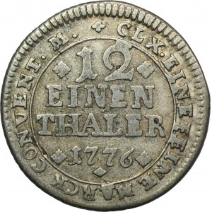 Deutschland, Herzogtum Braunschweig-Wolfenbüttel, Karl I., 1/12 Taler 1776 IDB - SEHR RAR