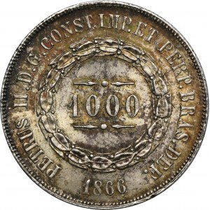 Brasilien, Pedro II, 1000 Reali Rio de Janeiro 1866