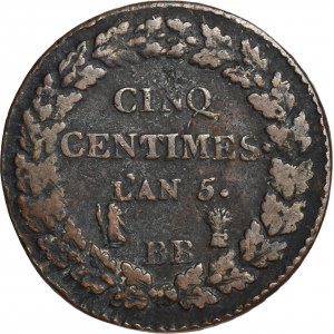 Francúzsko, Prvá republika, 5 Centimes Strasbourg 1796 BB