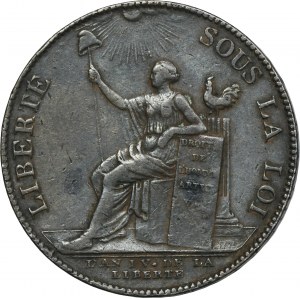 Francie, Ludvík XVI, žeton, 2 soly 1792 Monneron