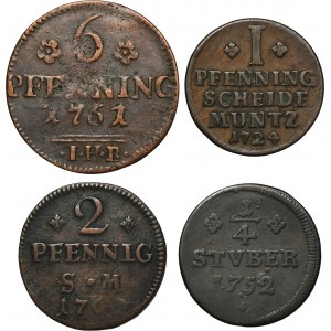 Set, Germany, Pfennig and 1/4 Stuber (4 pcs.)