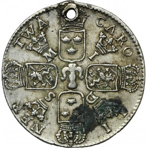 Švédsko, Karel XII, 2 Caroliner (1 Daler) Stockholm 1718 LC