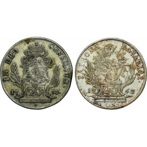 Set, Germany, Electorate of Bavaria, Maximilian III Joseph, 20 Kreuzer 1763 and 1774 (2 pcs.)