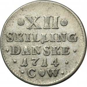 Denamrk, Frederick IV, 12 Skilling Dansk Copenhagen 1714 CW