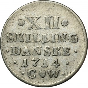 Dania, Fryderyk IV, 12 Skilling Dansk Kopenhaga 1714 CW