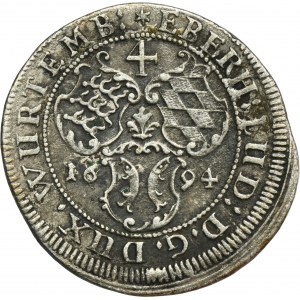 Germany, Duchy of Württemberg, Eberhard Ludwig, 4 Kreuzer Stuttgart 1694