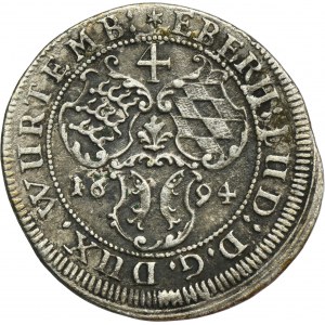 Deutschland, Herzogtum Württemberg, Eberhard Ludwig, 4 Krajcars Stuttgart 1694