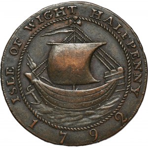 Vereinigtes Königreich, Weight Island, Robert Bird Wilkins, Token 1/2 Pence Newport 1792