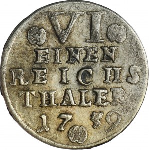 Nemecko, Anhalt-Bernburg, Victor Friedrich, 1/6 Thaler Harzgerode 1759