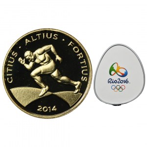 Brasilien, 10 Reales Rio de Janeiro 2014 - Olympische Spiele Rio de Janeiro 2016, 100 Meter - OFFIZIELLE IOCAL GAMES MONETTE