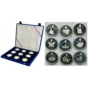 Set, USA, Medal Papal Visit Silver Set 1987 - PROOF (9 pcs.)