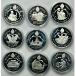 Set, USA, Medal Papal Visit Silver Set 1987 - PROOF (9 pcs.)