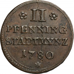 Nemecko, mesto Augsburg, 2 Fenigi 1780 - ex. Dr. Max Blaschegg