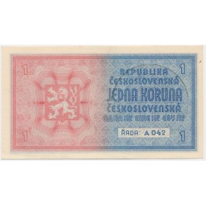 Czechy i Morawy, 1 korona (1939) - z nadrukiem -