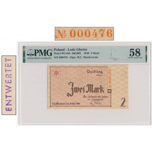 2 Mark 1940 - PMG 58 - ENTWERTET - RARE