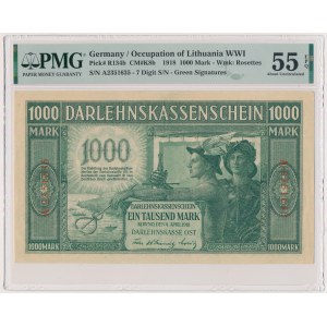 Kaunas 1.000 Mark 1918 - A - 7 Ziffern - grüne Unterschriften - PMG 55 EPQ