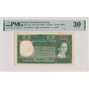 Irak, 1/4 Dinar 1931 (1942) - PMG 30 - RARE