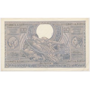 Belgie, 100 franků=20 belgas 1943