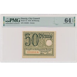 Danzig, 50 Pfennnig 1919 - green - PMG 64 EPQ