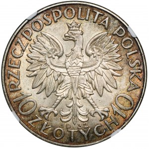 Głowa Kobiety 10 złotych Londyn 1932 - NGC MS62