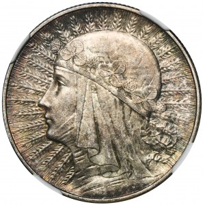 Head of a Woman, 5 gold Warsaw 1933 - NGC MS62