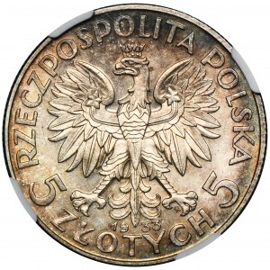 Head of a Woman, 5 gold Warsaw 1933 - NGC MS62