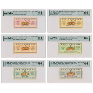 Pewex, 1-50 centů 1969 - MODELY - PMG 64 (6 ks) - výborná sada
