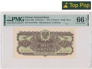 5 złotych 1944 ...owe - xA - PMG 66 EPQ - seria zastępcza