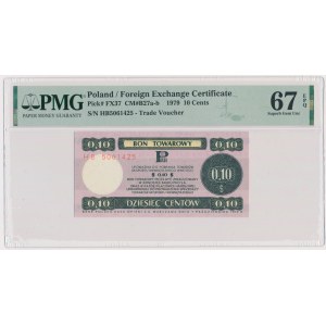 Pewex, 10 centów 1979 - HB - mały - PMG 67 EPQ