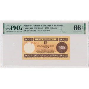 Pewex, 50 centów 1979 - HC - mały - PMG 66 EPQ