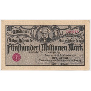 Danzig, 500 million Mark 1923 - gray purple print -