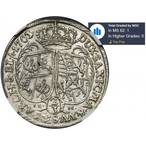 August II the Strong, 2/3 Thaler (gulden) Drezno 1703 - NGC MS62