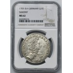 August II the Strong, 2/3 Thaler (gulden) Drezno 1703 - NGC MS62