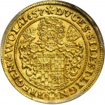 Silesia, Duchy of Liegnitz-Brieg-Wohlau, Georg III, Ludwig IV and Christian, 3 Ducat Brieg 1657 EW - PCGS MS63 - HYBRID, VERY RARE