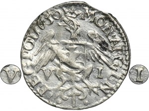 Jan II Kazimierz, Szóstak Wschowa 1650 - RZADKI, z herbem - SPEKTAKULARNY