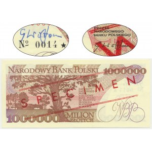 1 million zlotys 1991 - MODEL - A 0000000 - No.0014 - with the signature of NBP President G.Wojtowicz - RARE.