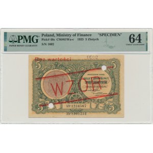 5 złotych 1925 - WZÓR - A - PMG 64