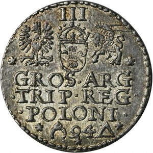 Sigismund III Vasa, 3 Groschen Marienburg 1594 - open ring