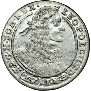 Slezsko, habsburská vláda, Leopold I., 15 Krajcarů Vratislav 1662 GH