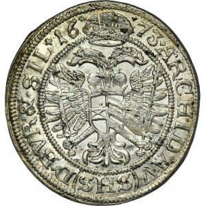 Silesia, Habsburg rule, Leopold I, 6 Kreuzer Breslau 1673 SHS