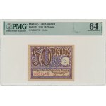 Danzig, 50 fenig 1919 - fialová - PMG 64 - vzácnější s razítkem UNGULTIG