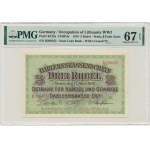 Posen, 3 Rubles 1916 - B - long clause - PMG 67 EPQ - EXTREMELY RARE