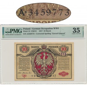 10 marks 1916 - General - tickets - PMG 35 - rare variant.