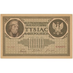 1,000 marks 1919 - Ser. AA - 6 figures -.
